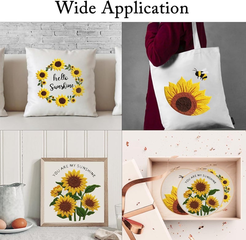 Nuberlic Sunflower Embroidery Kit 3 Pack Embroidery Kits for Adults Beginners Starter Cross Stitch Kit Set with Sunflower Floral Designs - Perfect DIY Gift - Image 5